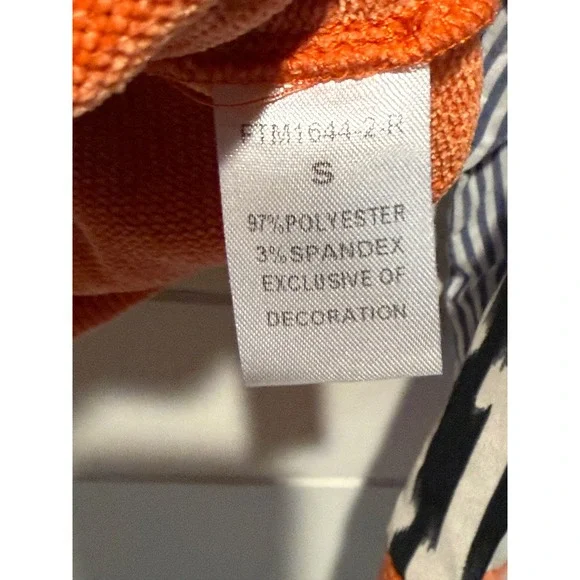 THML Orange Mixed Media Striped Ikat Long Sleeve Sweatshirt Small PTM1644-2-R - Picture 4 of 7
